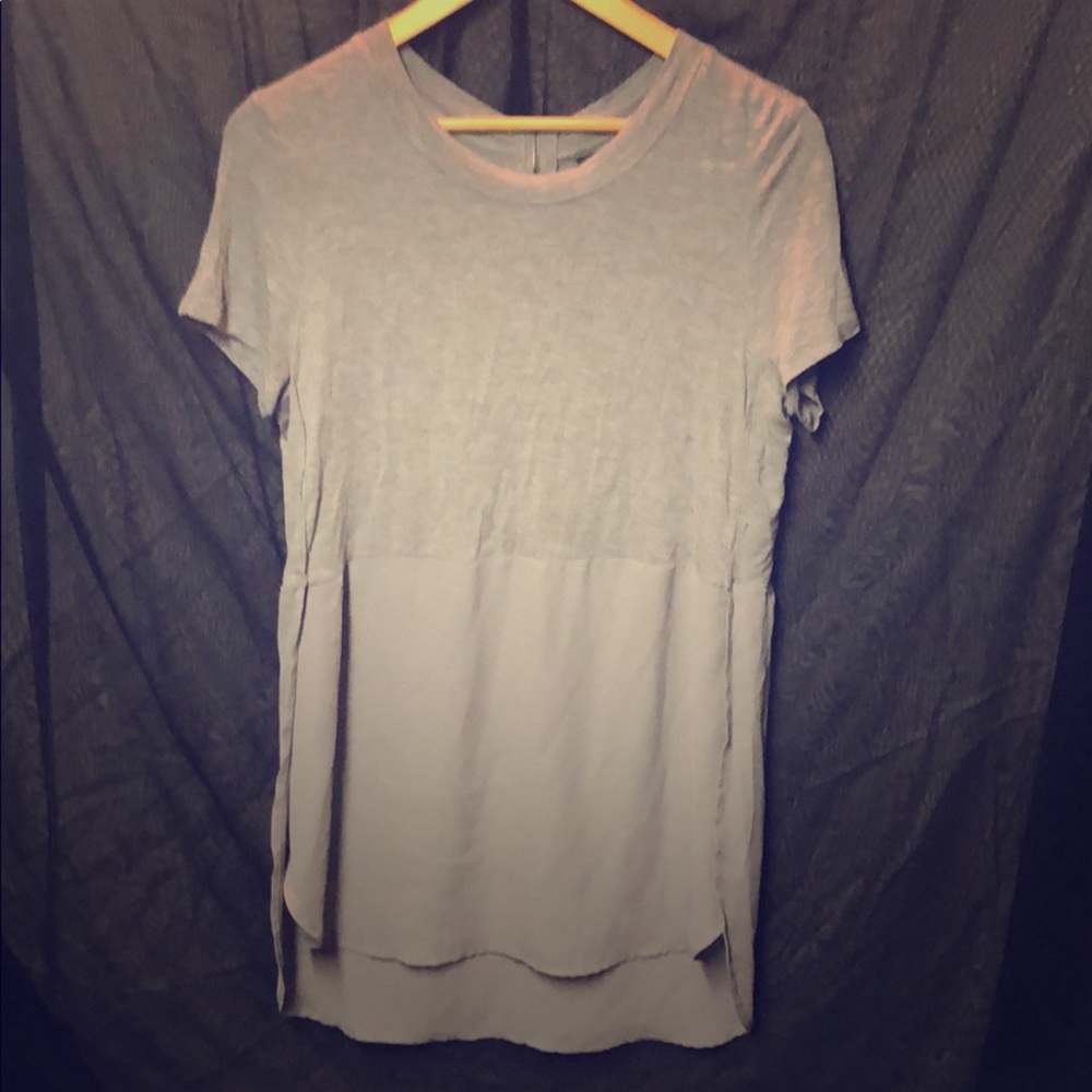 Grey Stretchy Long Loose Top with Split Sides SZ XS